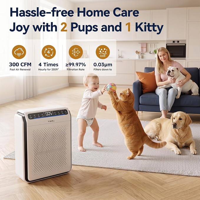 Pet Air Purifier for Home Large Room with Washable Screen Filter, AP03