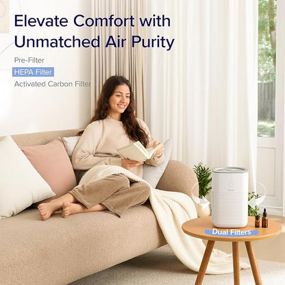 LEVOIT Air Purifier for Home Allergies Pets Hair 1095 ft2 Core300-P and Desktop HEPA Air Purifier for Bedroom 161 ft2 1 Pack