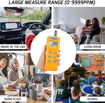 CO2 Meter Indoor Air Quality Meter CO2 Monitor 9999ppm Carbon Dioxide Temp. Humidity Meter NDIR Sensor Detector