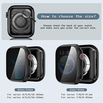 Waterproof Privacy Case Compatible with Apple Watch Series 6/5/4/SE2/SE 40mm with Anti-peep Screen Protector, iWatch Face Cover Protective Bumper for iWatch Case 40mm Black