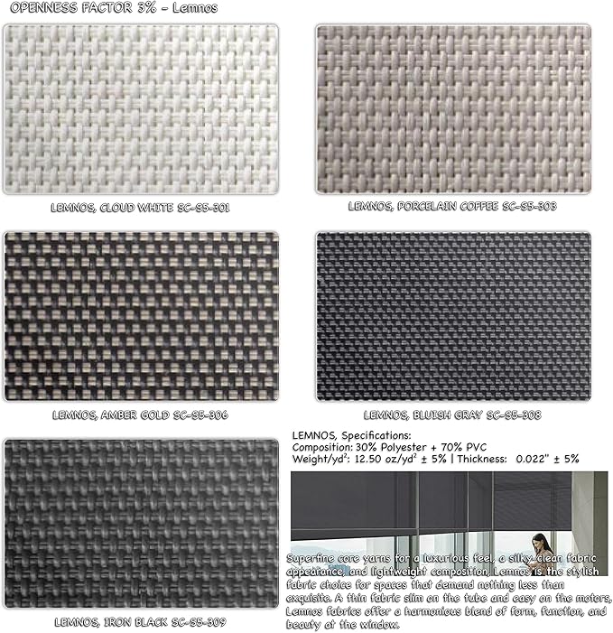 HILADUO Customized Solar Screen Roller Shade Blinds with Remote-Controlled Motorized Operation, Low Visibility, Made in The USA