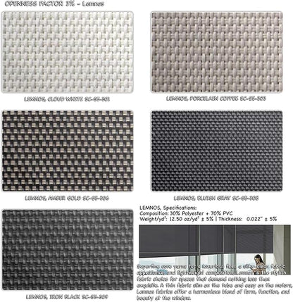 HILADUO Customized Solar Screen Roller Shade Blinds with Remote-Controlled Motorized Operation, Low Visibility, Made in The USA