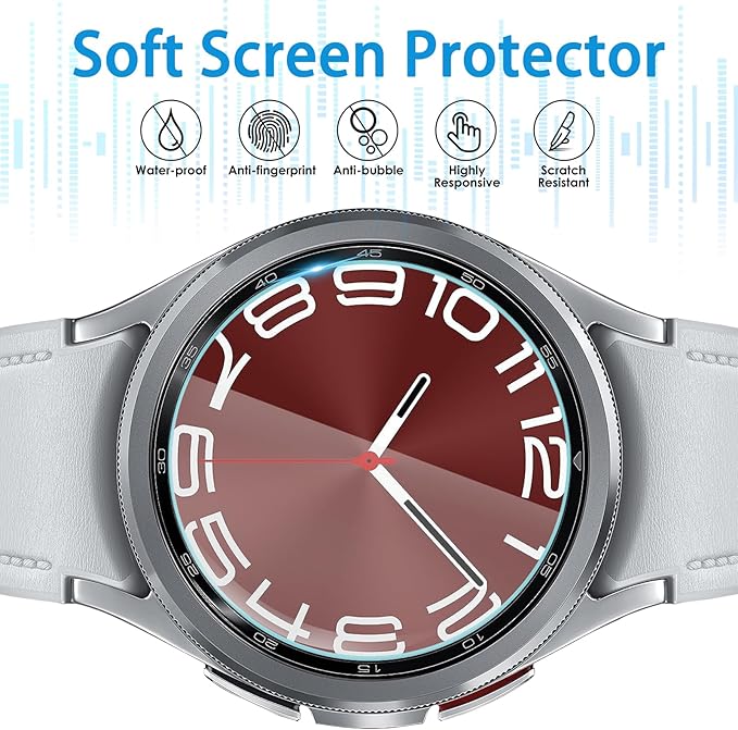Suoman 4-Pack for Samsung Galaxy Watch 6 Classic 43mm Screen Protector, [Anti-Scratch] 2.5D 9H Ultra-thin Tempered Glass Screen Protective Film