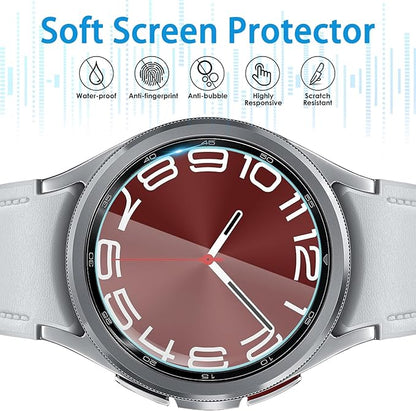 Suoman 4-Pack for Samsung Galaxy Watch 6 Classic 43mm Screen Protector, [Anti-Scratch] 2.5D 9H Ultra-thin Tempered Glass Screen Protective Film