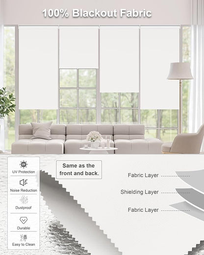 Motorized Blinds with Remote Control, Smart Blackout Automatic Blinds Work with Homekit Alexa Google Home, Rechargeable Electric Window Roller Shades with Valance, Customized Size (Vinyl White)