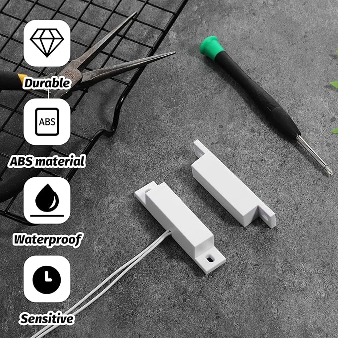 6 Sets Magnetic Reed Switch MC-32 NC Surface Mount Wired Security Door Window Alarm Door Window Contact Sensor for Home Security Burglar Alarm Systems (White)