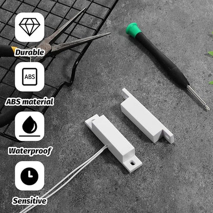 6 Sets Magnetic Reed Switch MC-32 NC Surface Mount Wired Security Door Window Alarm Door Window Contact Sensor for Home Security Burglar Alarm Systems (White)