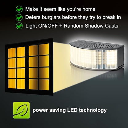 Attendance Simulator - DIY Home Security System That Casts Shadows on Curtains or Walls to Deter burglars Before They Try to Break in - Security Light for Home Safety - Wood-Look Beech