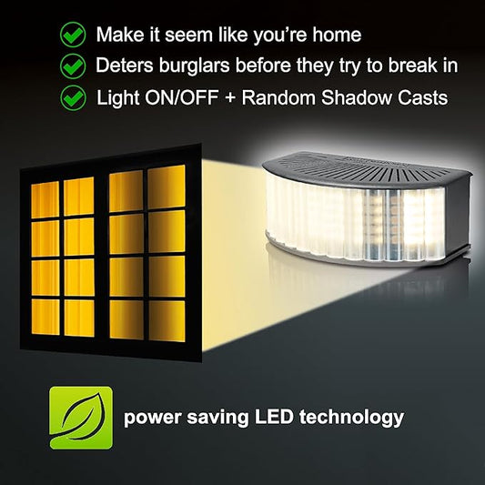 Attendance Simulator - DIY Home Security System That Casts Shadows on Curtains or Walls to Deter burglars Before They Try to Break in - Security Light for Home Safety - Wood-Look Beech