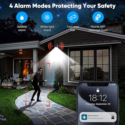 4PACK Wireless Outdoor Security Camera, 4MP FHD WiFi Cameras | Cloud & Local Storage,Color Night Vision, Battery Powered, Motion Detection, 2-Way Audio, IP65, Compatible with Solar Panel