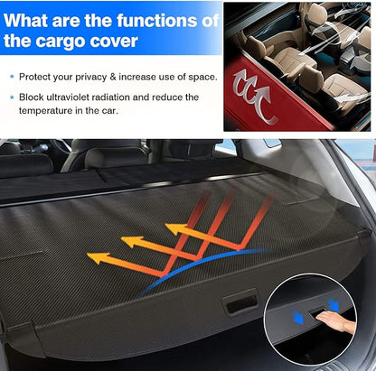 Powerty owerty Retractable Cargo Cover for 2016-2021 Hyundai Tucson, Canvas Texture Trunk Cover Privacy Screen Rear Security Shade for Tucson Accessories (with Extented Cover)