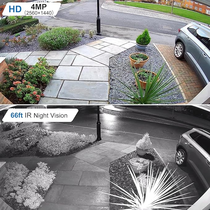 Anpviz 4MP PoE IP Bullet Camera with Microphone/Audio, IP Security Camera Outdoor Indoor, Night Vision 65ft, Waterproof IP66, 108° Wide Angle 2.8mm Lens, 24/7 Recording, IPC-B8740W-S (U Series)