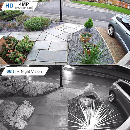 Anpviz 4MP PoE IP Bullet Camera with Microphone/Audio, IP Security Camera Outdoor Indoor, Night Vision 65ft, Waterproof IP66, 108° Wide Angle 2.8mm Lens, 24/7 Recording, IPC-B8740W-S (U Series)