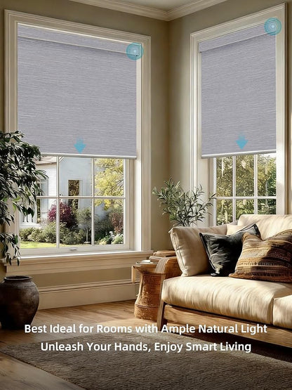 SmartWings Motorized Roller Shades Work with HomeKit, 100% Blackout Window Shades, Cordless Wireless Remote Control Roller Blinds for Smart Home and Office, Essential Grey, Customized Size