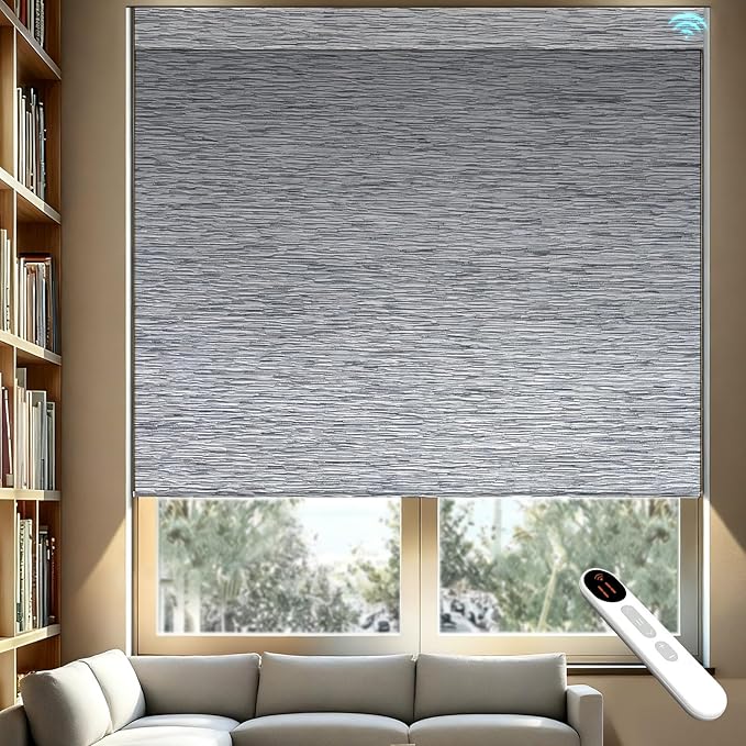 Motorized Blackout Roller Shades with Remote – Smart Blinds for Bedroom, Alexa Google Home Siri, Matter Compatible, Custom Electric Window Shades, Cordless Rechargeable