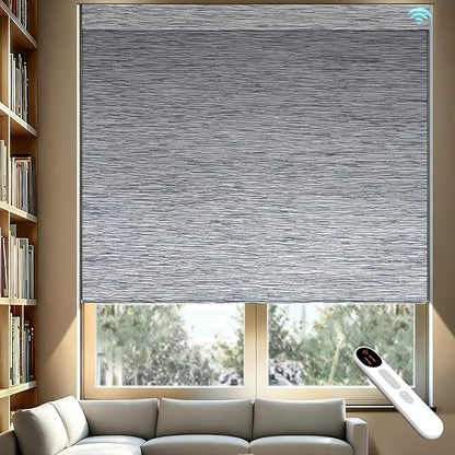 Motorized Blackout Roller Shades with Remote – Smart Blinds for Bedroom, Alexa Google Home Siri, Matter Compatible, Custom Electric Window Shades, Cordless Rechargeable