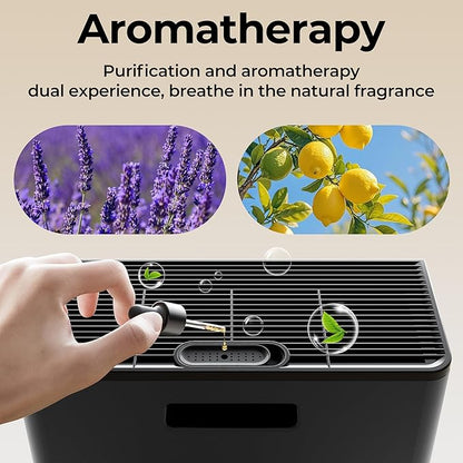 Air Purifiers for Home Large Room, Air Purifier up to 2200sq.ft, PM2.5 Air Quality Display, Sleep Mode with Fragrance for Smoke Dust Odors, ET066, Black, 1Pack+3Modes