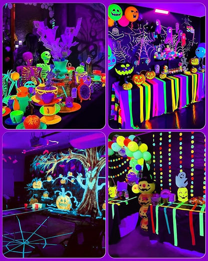 10 Pack LED Black Light Bar, Blacklight Flood Light with Plug & Switch & Power Cord, Each Light Up 24x24ft Area, for Glow Fluorescent Party Bedroom Game Room Body Paint Stage