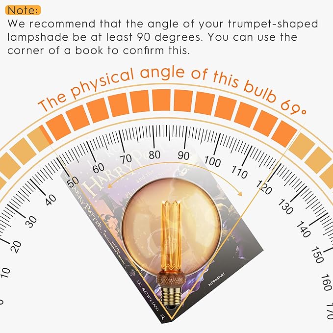Globe Decorative Light Bulbs Warm, Oversized Vintage Edison Dimmable LED Bulb, 3.5W Low Lumen Eye-Caring Soft Dim Lighting for Mood(Not Daylight White), E26 Medium Base, Amber RN G125
