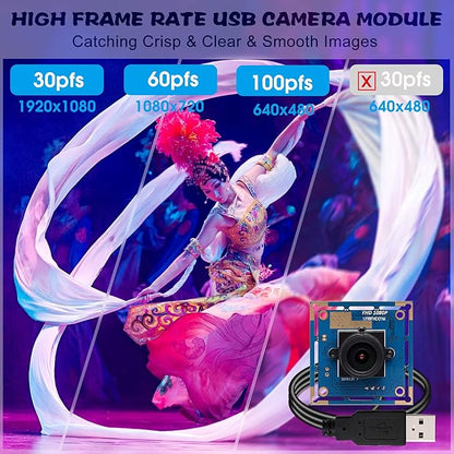 SVPRO 1080P USB Camera for Computer & Raspberry Pi - 30/60/100fps High Speed Board Camera - 2.8mm Lens - Industrial Video - OV2710 CMOS UVC Plug & Play