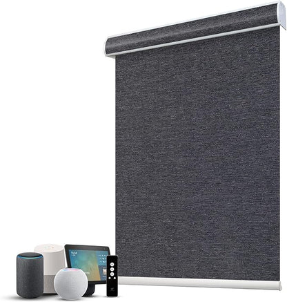 SmartWings Motorized 100% Blackout Shades Blinds, Custom Size, Cordless Window Shades Rechargeable Battery, Work with Matter/Apple HomeKit/Alexa, Thread/Zigbee, Remote Optional, Eclipse Raven Black