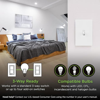 Enbrighten 800 Series Z-Wave On/Off Toggle Switch, Long Range 800LR, Quick Fit, Simple Wire, Direct 3-Way (No Add-On Switch Needed), Smart Hub Required, Compatible with Alexa, Google Home, 76592