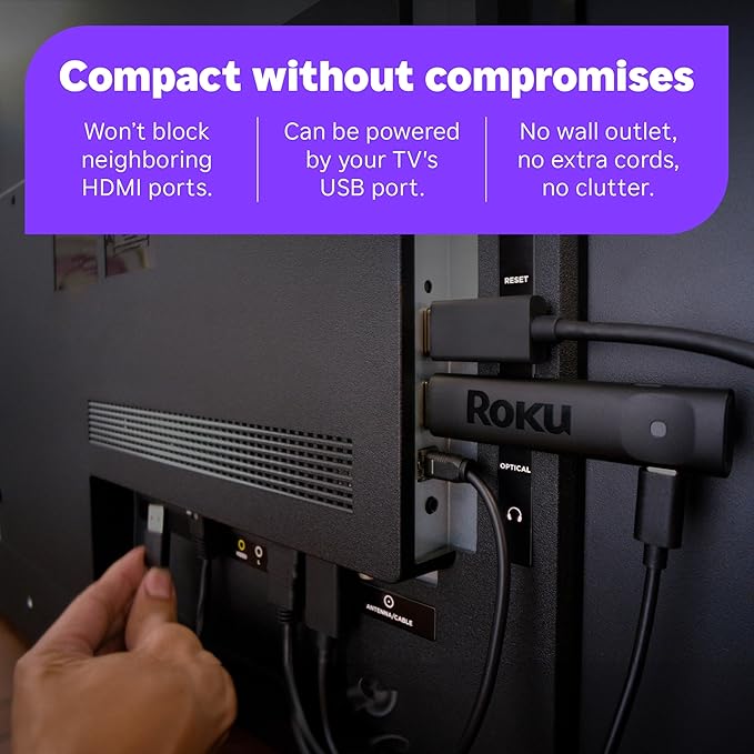 Roku Streaming Stick Plus - 4K & HDR Roku Streaming Device for TV with Voice Remote - Free & Live TV