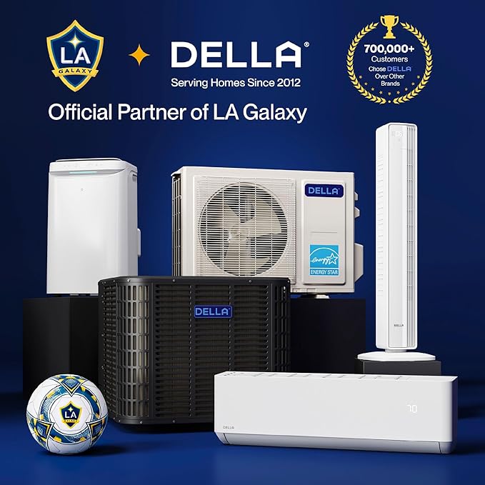 DELLA Sylro Series Smart Portable AC, 12,000 BTU Free-Standing Cooling AC with Fan & Dehumidifier, 45dB Ultra Quiet, APP/Voice/Remote Control, 4 Speed, Turbo & Sleep Mode, Fits 20.5"–67.3" Windows
