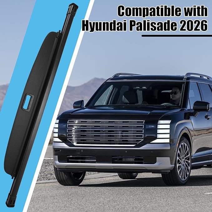 Retractable Cargo Cover Compatible with Hyundai Palisade 2026 Rear Cargo Security Trunk Cover, Storage Privacy Screen Car Trunk Luggage Cargo Shade Shield for 2026 Hyundai Palisade, Carbon Fiber