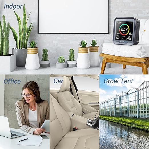 INKBIRDPLUS 6-in-1 Indoor Air Quality Monitor, Detects CO2, PM2.5, PM10, AQI, Temperature and Humidity for Rooms, Cellars, Grow Tents, Offices, etc. (PTH-9A)