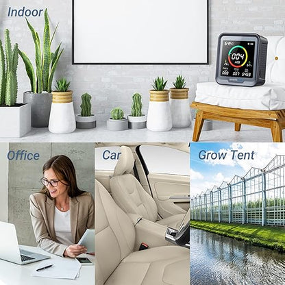 INKBIRDPLUS 6-in-1 Indoor Air Quality Monitor, Detects CO2, PM2.5, PM10, AQI, Temperature and Humidity for Rooms, Cellars, Grow Tents, Offices, etc. (PTH-9A)