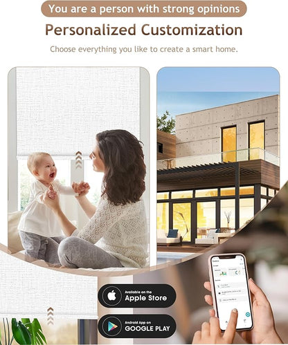 Kincmo Motorized Blinds with Remote,100% Blackout Motorized Roller Shades Work with Apple Homekit,Alexa,Google, Custom Electric Blinds with App,Voice Control (Classic White)