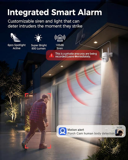 4MP Security Cameras Wireless Outdoor,No Subscription 128GB Local Storage,Solar Powered Cameras For Home Security With 360°PTZ,4 Cam-Kit, Color Night Vision Home Security Camera System,5G & 2.4G,IP66