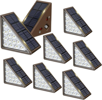 JOFIOS Solar Step Lights for Outside,8pack Solar Stair Lights Outdoor Waterproof IP67,Outdoor Deck Step Lights,Solar Outdoor Lights for Staircase,Patio,Front Step(Cool Brown)