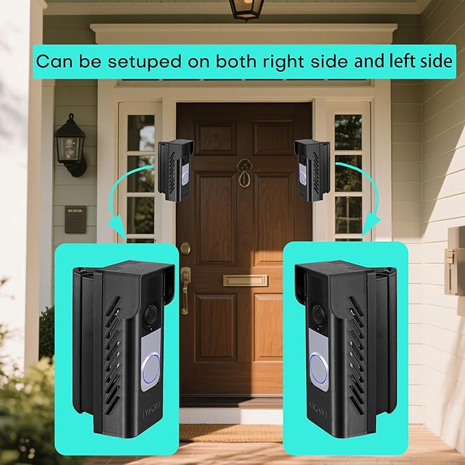Anti-Theft Angle Adjustable Doorbell Coverd Mount Bracket for Ring Wired Doorbell Plus (Newest Model) 2K 2025 Release, Both Drill & No Drill Aavailable with Security Screws (Covered+Angle)