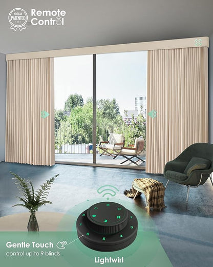Yoolax Motorized Curtains with Remote, Blackout Curtains with Voice Control, Smart Retractable Shades for Living Room, Bedroom, Compatible with Alexa Google Home, APP Control, Custom Size,Champagne