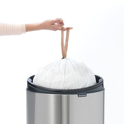 Brabantia Press-Top Kitchen Trash Can with Flat Back | White | 10.6 Gallon / 40L | Home Trash Can with Soft-Touch Stay-Open Lid & Removable Inner Bucket | Fits Flat Against Walls | + Trash Bags