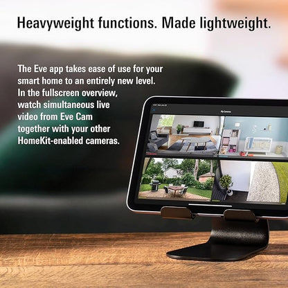 Eve Cam (Apple Home) – Smart Indoor Camera, 1080p Resolution, Wi-Fi, 100% Privacy, HomeKit Secure Video, iPhone Notifications, Microphone & Speaker, Night Vision, Flexible Installation