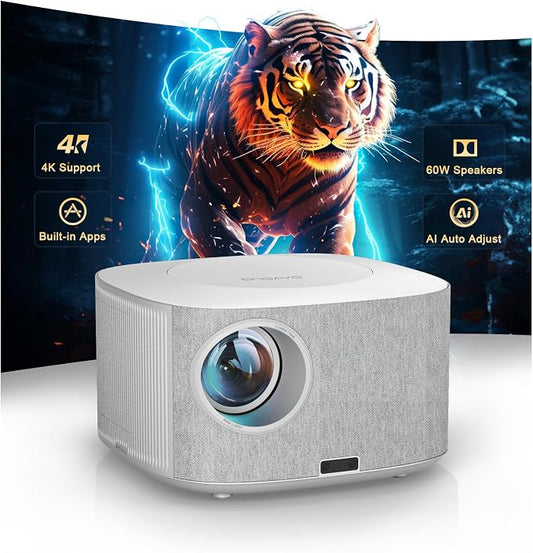 ONOAYO Outdoor-Projector-4K with 60W Dolby Audio and Official Apps, White