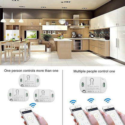 16A Basic Wireless Smart Switch，Wi-Fi Light Switch Compatible with Alexa & Google Home & SmartThings,FCC Certified,No Hub Required Support DIY Module (2 pcs)