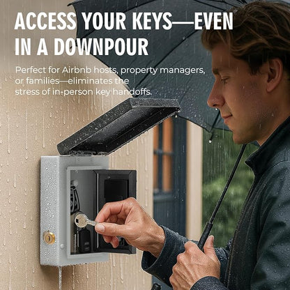 WeHere Key Lock Box Outdoor, Wall Mount Lockbox for Outside, OTP/Fixed Password, APP Bluetooth/Wi-Fi, Spare Key Unlock, Smart Keybox for Home, Realtors, Apartments, Garage, Store, Office