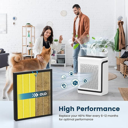 Vital 100S-P Replacement Filter for LEVOIT Vital 100S Vital 100S-P Air Purifier, H13 True HEPA and Activated Carbon Vital 100S-P Filter, Vital 100S-RF-PA(LRF-V102-YUS), 2 Pack Yellow