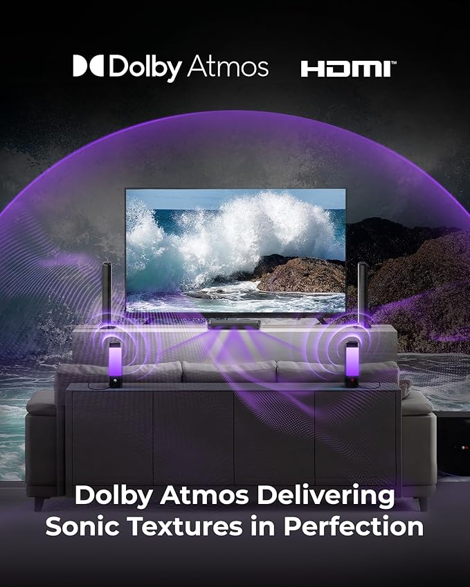 ULTIMEA 9.1ch Surround Sound System with Dolby Atmos, 2 Rear Speaker, 6.5" Wireless Subwoofer, RGB Light, App, Detachable Surround Sound System for Home Theater, Peak Power 470W, HDMI eARC, Apollo S90