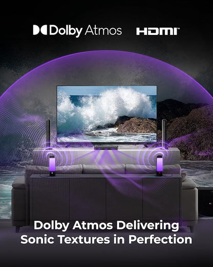 ULTIMEA 9.1ch Surround Sound System with Dolby Atmos, 2 Rear Speaker, 6.5" Wireless Subwoofer, RGB Light, App, Detachable Surround Sound System for Home Theater, Peak Power 470W, HDMI eARC, Apollo S90