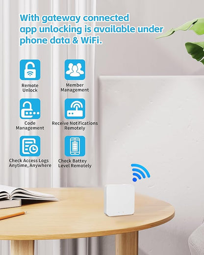 Hidalife Bluetooth Gateway for Smart Door Lock, WiFi Gateway for Smart Life, Tuya/SmartLife App to Remotely Control, Voice Control Compatible with Alexa & Google Assistant,Only Support 2.4G WiFi