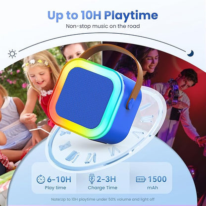 Mini Karaoke Machine for Kids Adults, 2026 TOP Birthday Gifts for Girls Boys 3,4,5,6,7,8+Year Old Toddler Toys, Portable Bluetooth Speaker with 2 Wireless Karaoke Microphones Player (Deepblue)
