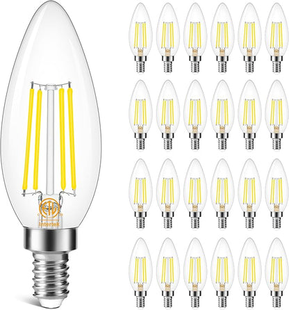 Cotanic Dimmable E12 LED Candelabra Bulb 4000K Daylight, Ceiling Fan Light Bulbs Small Base,60W Equivalent,Type B Bulb for Chandelier,Vintage B11 LED Candle Shape with Clear Glass,600LM,24 Pack