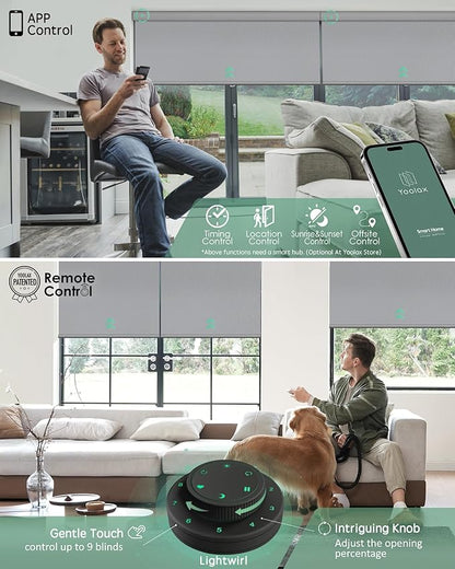 Yoolax Motorized Blinds with Remote, 100% Blackout Smart Blinds, Waterproof Motorized Shades Work with Alexa, Google, Apple Homekit, Custom Electric Shades Voice Control (Vinyl Light Gray)
