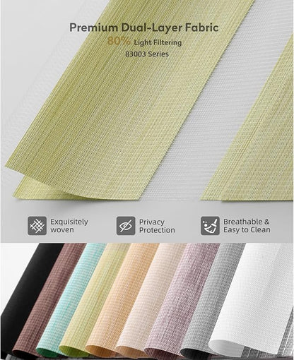 ACMEART Motorized Zebra Blinds,Smart APP & Remote Control Light Filtering Zebra Shades,Compatible with Alexa,Custom Size Electric Window Blinds for Home Office (Lemon Green)