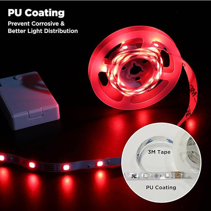 BestLuz LED Strip Lights Battery Operated 3.33ft x 2 Pack Flexible LED Light Strip Battery Powered Lighting for Bedroom Room Decor Cabinet Shelf TV Backlight Red